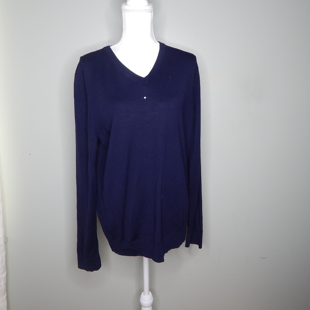 everlane women wool sweater sz large navy